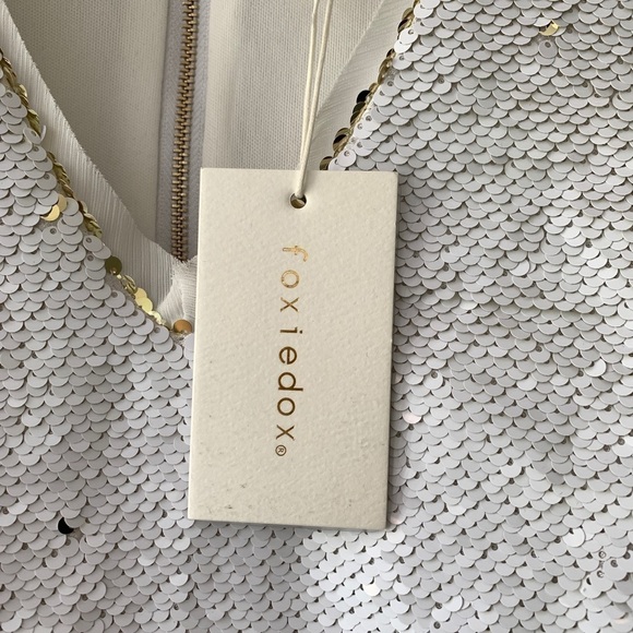 Foxiedox White Gold Flip Sequin Mini Dress XS - Picture 7 of 16